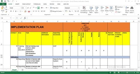 Project Implementation Plan Template Excel