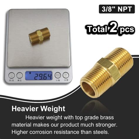 Boeray 2pcs 38 To 38 Npt Male Thread Brass Straight Hex Nipple Fast Coupler