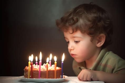 Foto De Estudio De Un Ni O Peque O Soplando Velas En Un Pastel De