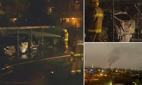 Dutton Park Brisbane Late Night Carport Fire Destroys Seven Cars As