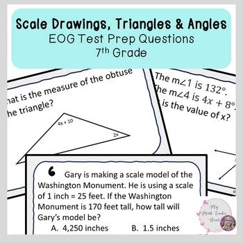 Scale Drawings Angles Triangle EOG Review Questions Grade 7 Math