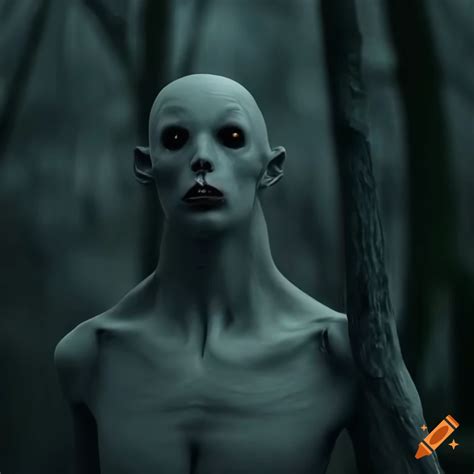 Image Of A Mysterious Humanoid In A Dark Forest