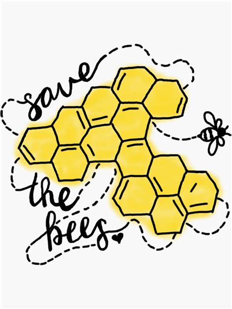 Save The Bees Honeycomb Sticker For Sale By Nalathedog Redbubble