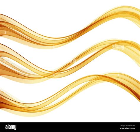 Vector Abstract Colorful Flowing Gold Wave Lines Isolated On White