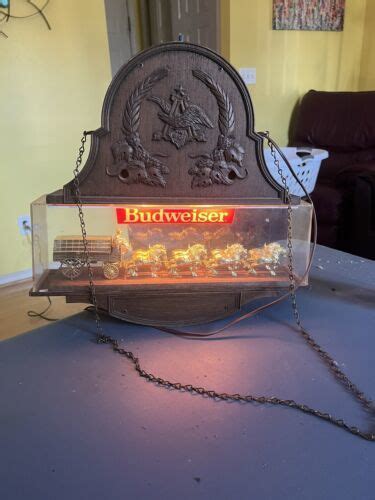 Budweiser Clydesdale Horse Hanging Clock Light Sign Works 4719522216