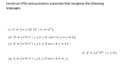 Solved Construct Cfgs And Pushdown Automata That Recognize Chegg