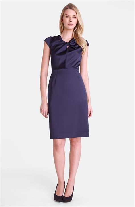 Tahari Twist Front Satin Sheath Dress Nordstrom