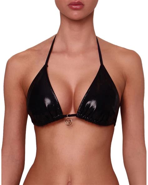 BLACK Removable Pads Triangle Bikini Top M VivienVance