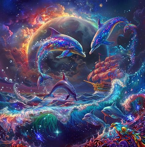 5d Diamond Painting Two Dolphin Moon Kit Bonanza Marketplace