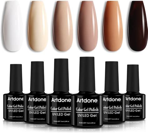 Amazon Artdone Gel Nail Polish Set Colors Nude Pink White Brown Cherry Color Nail