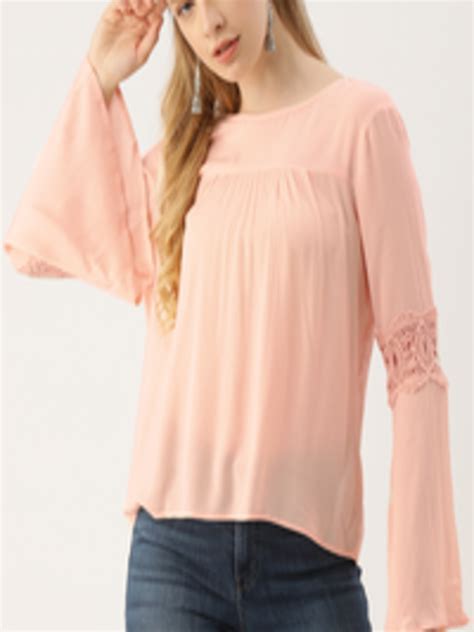 Buy Dressberry Women Peach Coloured Solid Regular Top Tops For Women