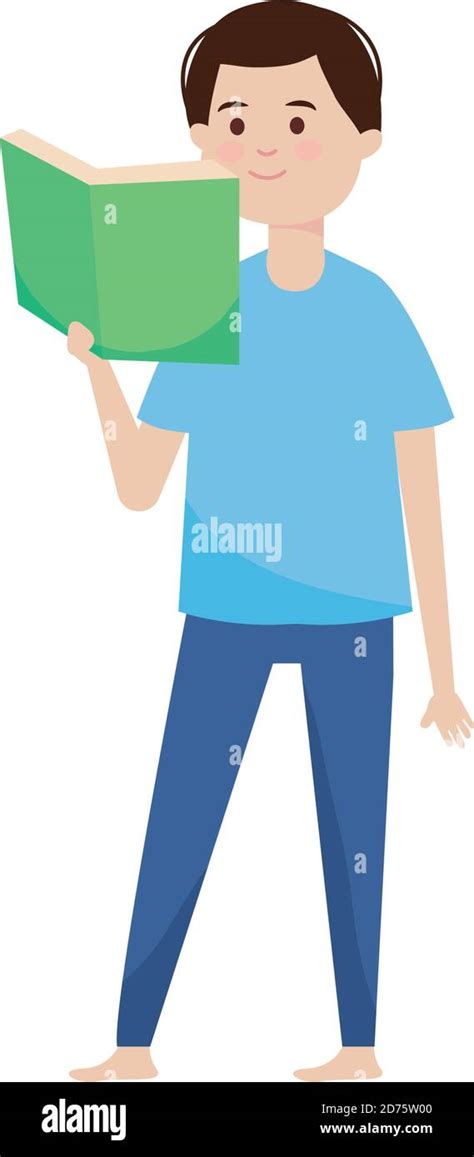 Hombre Joven Leyendo Libro De Pie Dibujos Animados Vector Ilustración