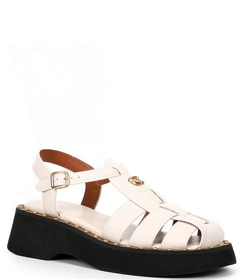 COACH Vivienne Leather Platform Fisherman Sandals | Dillard's