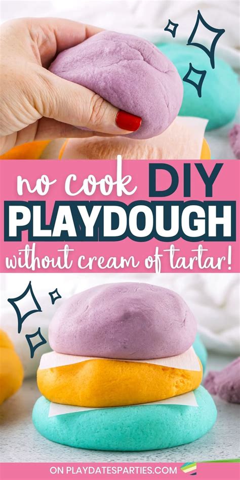 No Cook Diy Playdough Without Cream Of Tartar Homemade Playdough