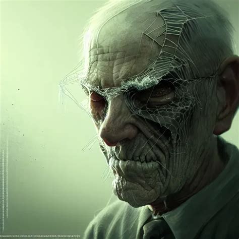 An Old Man With Thick Cobwebs Covering His Face Stable Diffusion