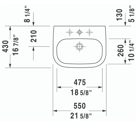 Duravit D Code Wall Mounted Basin 550x430mm Stiles