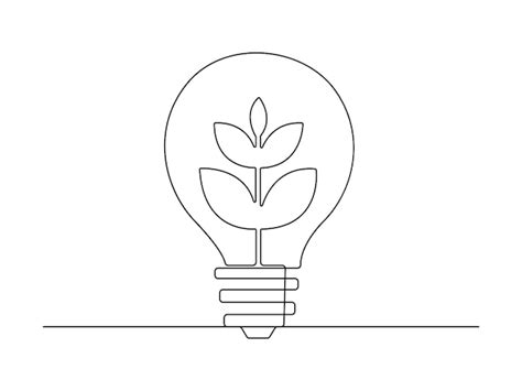 Premium Vector Continuous One Line Drawing Of Light Bulb With Plant