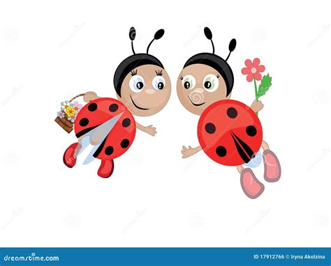 Funny Ladybugs Vector Illustration Isolated Coloring Pages For
