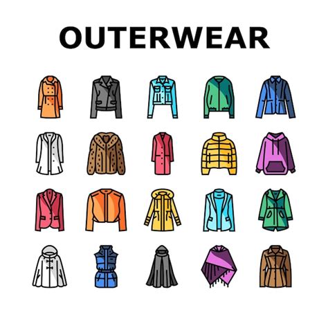 Premium Vector Outerwear Female Clothes Girl Icons Set Vector