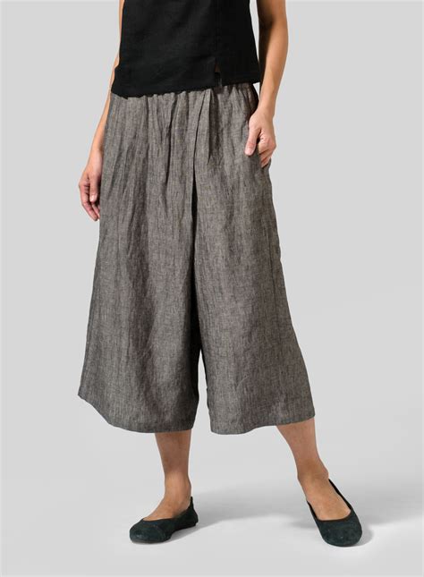 Linen Wide Leg Crop Capri Plus Size