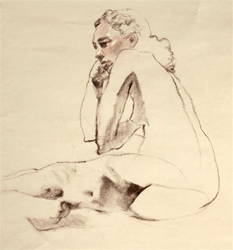 Female Nude Study With Chalk And Sanguine