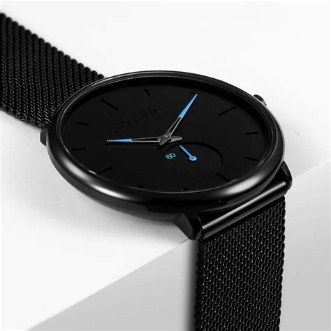 Ultra Thin Creative Black Stainless Steel Quartz Watches Men Simple