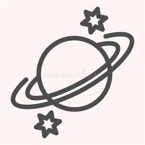 Icono De Línea Delgada De Saturno Planeta Con Anillos Y Estrellas Alrededor Concepto De Diseño