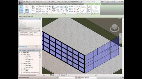 Revit Architecture Adding And Removing Curtain Grids And Mullions Youtube