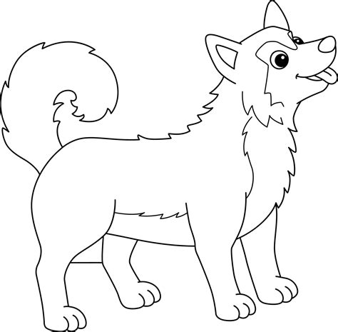 Siberian Husky Dog Coloring Page Isolated for Kids 8209204 Vector Art ...