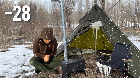 28° Solo Camping 4 Days Heavy Snowfall Winter Camping Snowstorm Hot