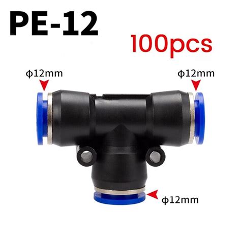 100Pcs PE Pneumatic Fittings Fitting Plastic T Type 3 Way For 4Mm 6Mm