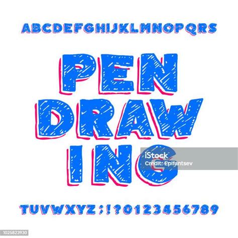 Font Alfabet Yang Digambar Pena Huruf Besar Sketsa Yang Digambar Dengan