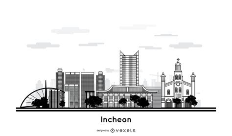 Incheon City Skyline Design Vector Download