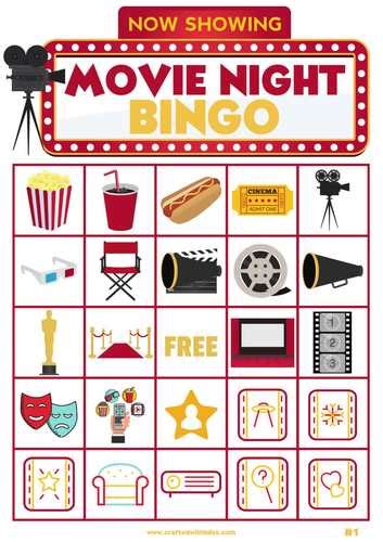 Movie Night Bingo For Kids, Movie Night Bingo Birthday Party | TPT