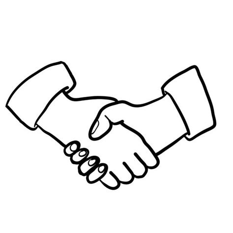 Cartoon Handshake Black And White Businessman Illustrations, Royalty ...