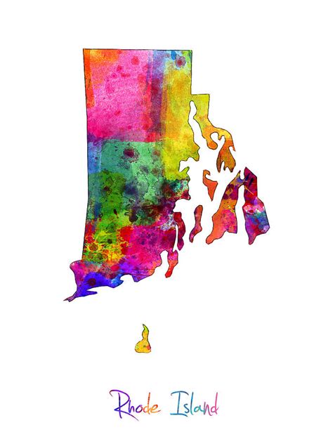 Rhode Island Watercolor Map Digital Art By Michael Tompsett Fine Art