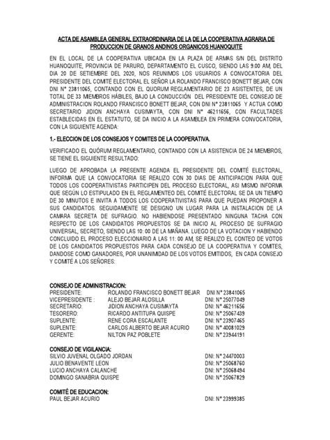 Acta Consejo De Administracion Pdf Toma De Decisiones Grupales