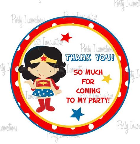 Printable Wonder Woman Party Favor Tags Etsy Wonder Woman Party Wonder Woman Birthday Party