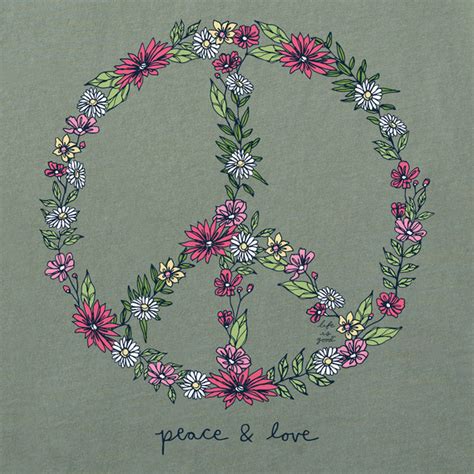 Women S Realaxed Wildflower Love Peace Sign Boxy Crusher Tee Life Is