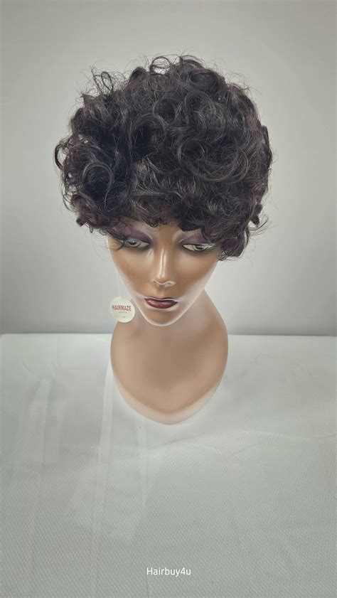 Short Curly Wig Pixie Short Cut Human Hair Wig Natural Black H21655 Etsy