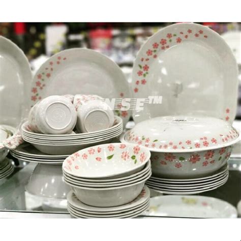 New Pcs Sakura Melamine Dinner Set Ala Corelle Set Cawan Pinggan