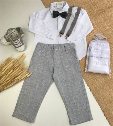 Conjunto Batizado Casamento Infantil Menino Camisa Cal A De Linho