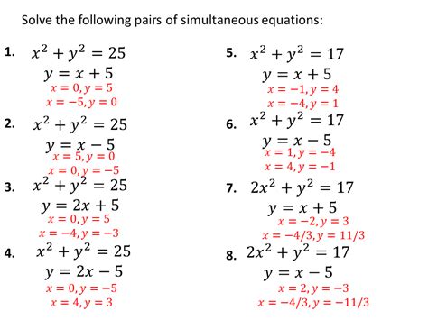 Quadratic Simultaneous Equations Problem Solving Tessshebaylo