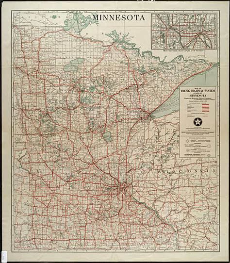 1925 Map Of Trunk Highway System State Of Minnesota