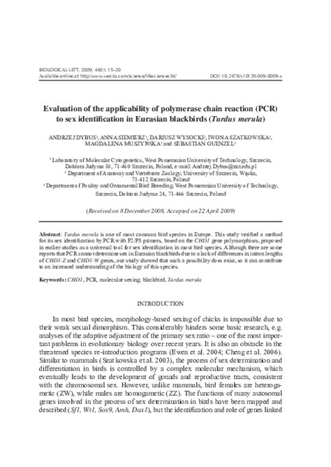 Pdf Evaluation Of The Applicability Of Polymerase Chain Reaction Pcr