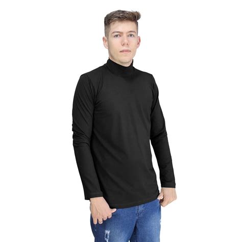 Camiseta Gola Alta Cacharrel Masculina Manga Longa Malha Lisa Shopee