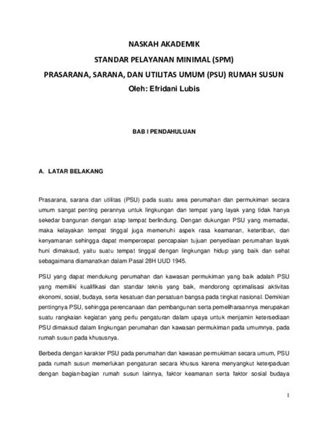 Pdf Naskah Akademik Standar Pelayanan Minimal Spm Prasarana Sarana