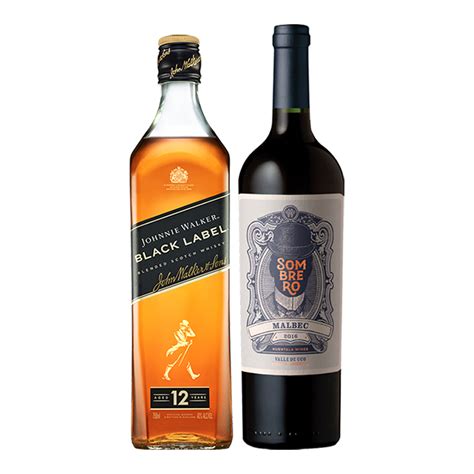 Pack Whisky Johnnie Walker Black Label Ml Vino Huentala Sombrero