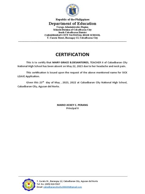 Sick Leave Certification Pdf