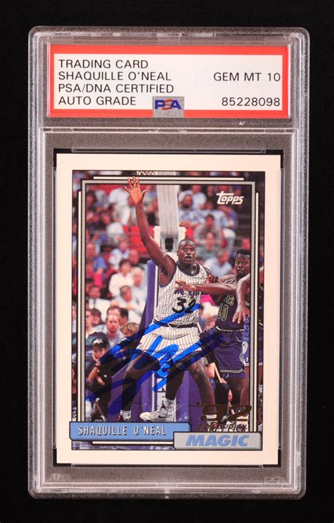 Shaquille O Neal Signed 1992 93 Topps 362 RC PSA Autograph Graded